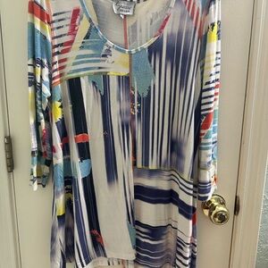 Abstract Multicolor Women's Tunic Top